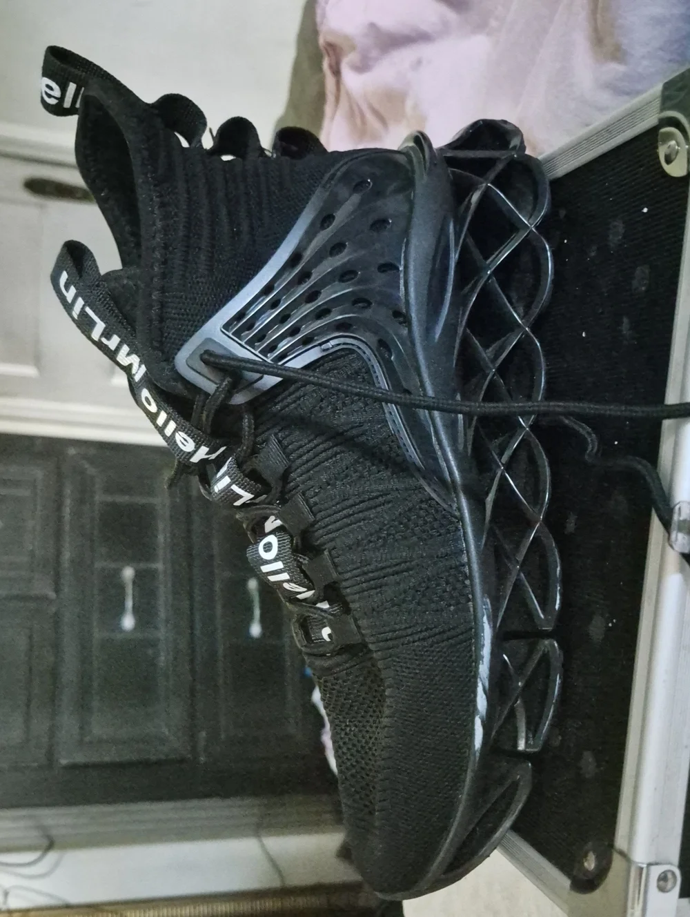 Hello MrLin Black High-Top Blade Sneaker Punk Techwear Shoes